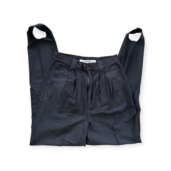 Vintage 80s 90s Kikomo Authentic Style Twill Pleated Tapered Stirrup Pants 7/8 - Picture 2 of 7